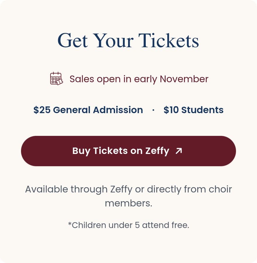 Screenshot of the published Kings Chorale ticket section